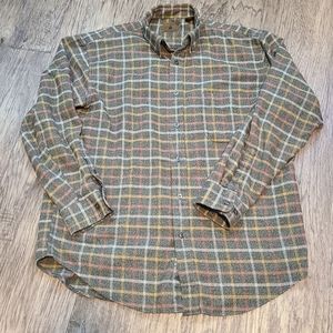 St. John's Bay big & Tall 100% Cotton Flannel Button Down Shirt green Plaid LT